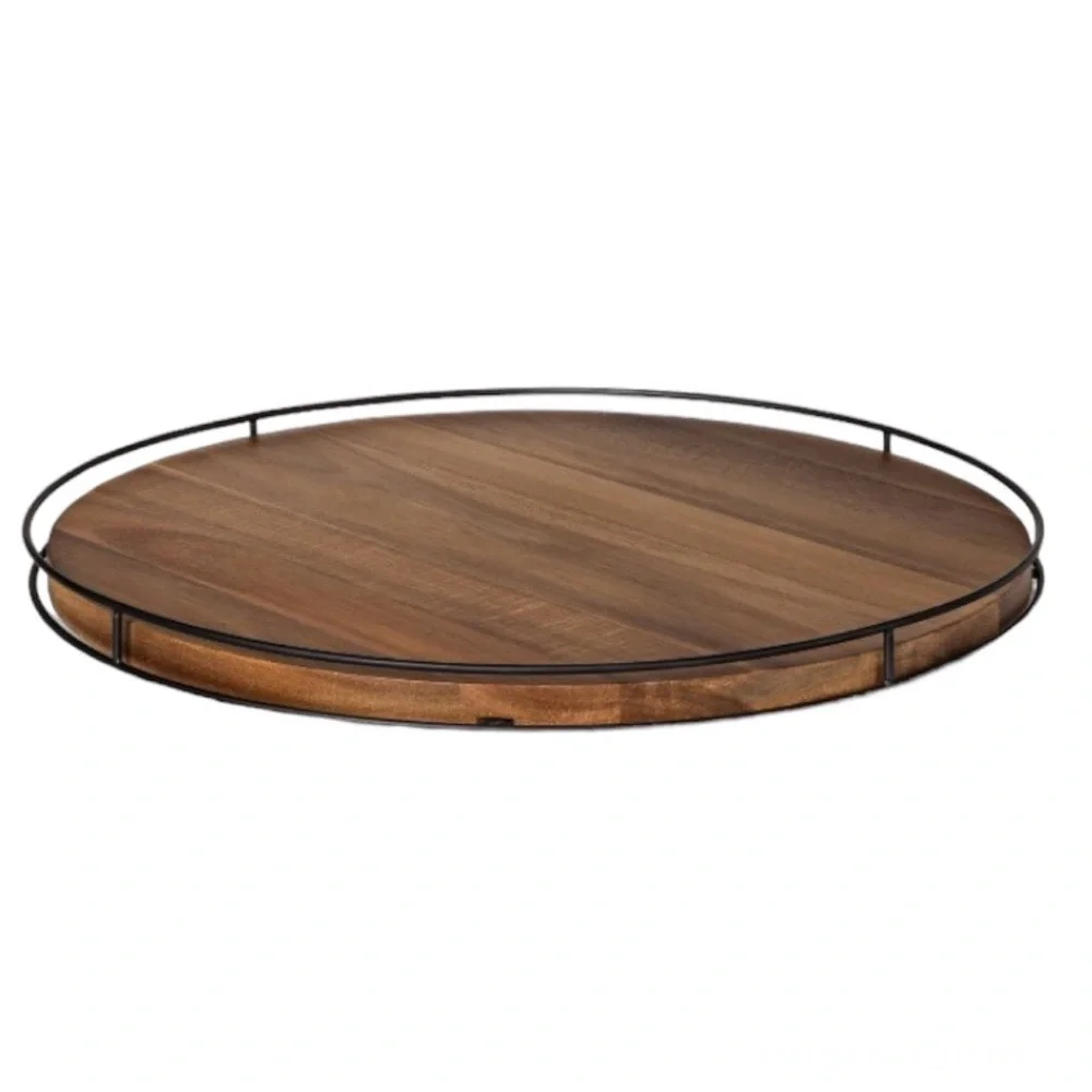 Hearth & Hand Wooden 18” Lazy Susan with Metal Trim